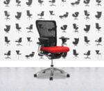 Refurbished Haworth Zody Desk Chair FULL SPEC - Black Mesh and Belize Seat - Polished Aluminium Frame - Corporate Spec