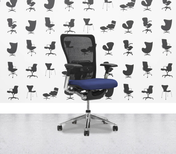 Refurbished Haworth Zody Desk Chair FULL SPEC - Black Mesh and Costa Seat - Polished Aluminium Frame - Corporate Spec 3