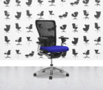 Refurbished Haworth Zody Desk Chair FULL SPEC - Black Mesh and Ocean Seat - Polished Aluminium Frame - Corporate Spec 3