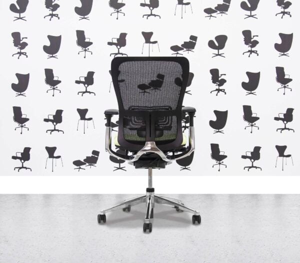 Refurbished Haworth Zody Desk Chair FULL SPEC - Black Mesh and Apple Seat - Polished Aluminium Frame - Corporate Spec1