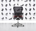 Refurbished Haworth Zody Desk Chair FULL SPEC - Black Mesh and Belize Seat - Polished Aluminium Frame - Corporate Spec 1