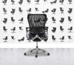 Refurbished Haworth Zody Desk Chair FULL SPEC - Black Mesh and Costa Seat - Polished Aluminium Frame - Corporate Spec 2