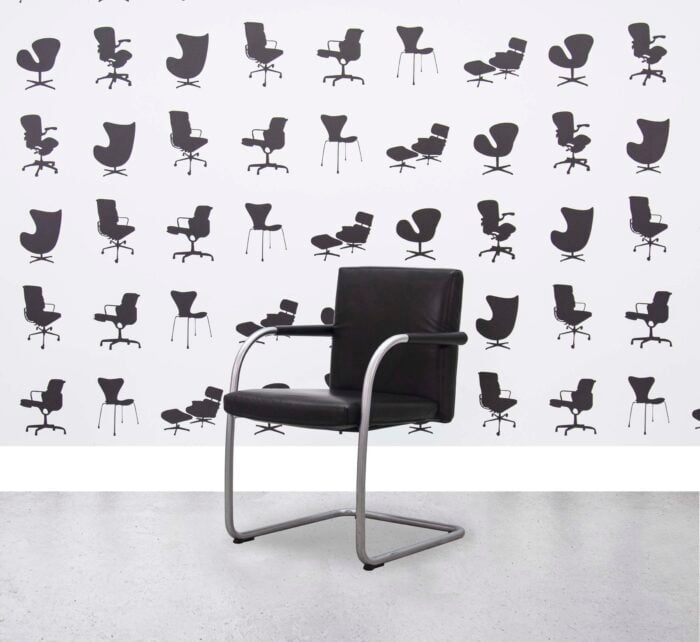Refurbished Vitra Visavis Chair Fully Upholstered - Black Leather - Corporate Spec 5