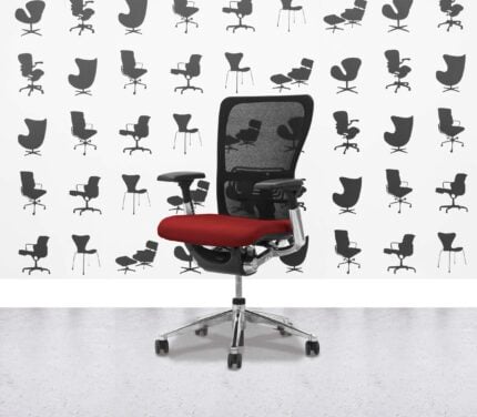 Refurbished Haworth Zody Desk Chair FULL SPEC - Black Mesh and Guyana Seat - Polished Aluminium Frame - Corporate Spec 1
