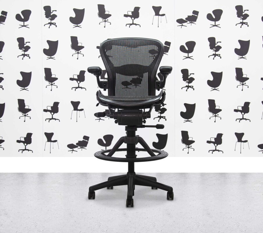 Refurbished Herman Miller Aeron Stool - Size B - Lumbar Support - Black - Corporate Spec