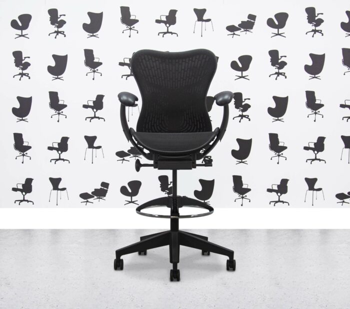 Refurbished Herman Miller Mirra 2 Fully Loaded - Stool - Black Seat and Butterfly Mesh - Corporate Spec