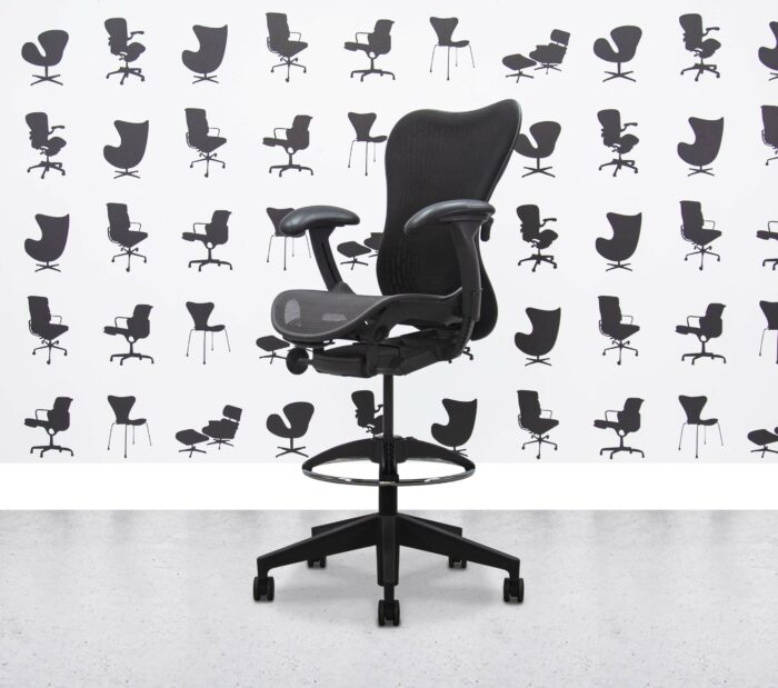 Refurbished Herman Miller Mirra 2 Fully Loaded - Stool - Black Seat and Butterfly Mesh - Corporate Spec 1