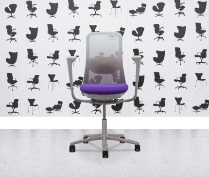 Refurbished HAG SoFi 7500 Task Chair - Purple Fabric Seat and Grey Mesh Back - Corporate Spec