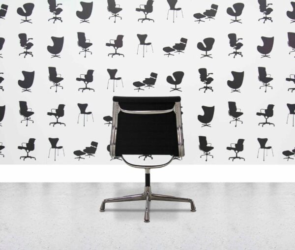 Refurbished Herman Miller Eames Aluminum Group Side Chair – Armless - Black Leather - Corporate Spec 2
