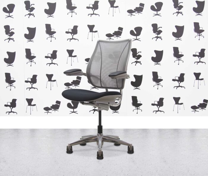 Refurbished Humanscale Liberty Task Chair - Grey Mesh - Black Seat - Corporate Spec 1