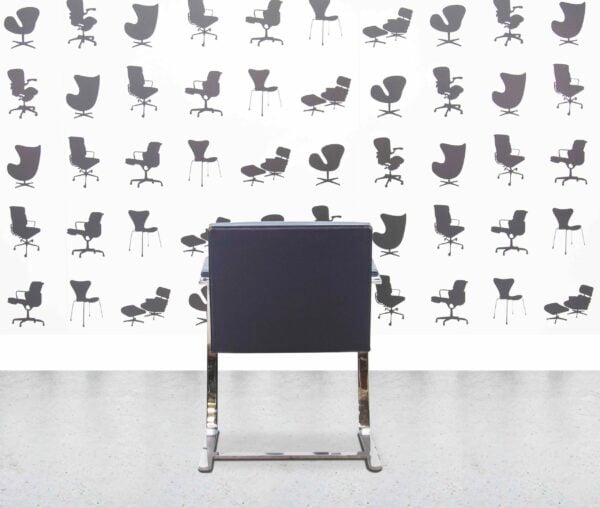 Knoll Brno Flat Bar Chair in Dark Blue Leather Chrome frame - Corporate Spec 2
