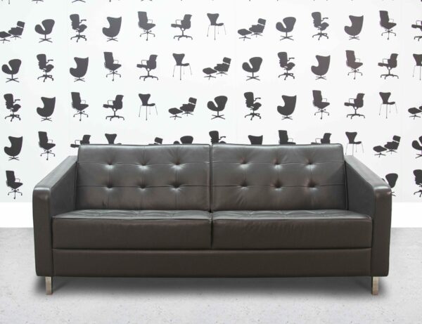Gereviseerde Davison Highley 5th Avenue Large Sofa - Zwart Leder - Corporate Spec