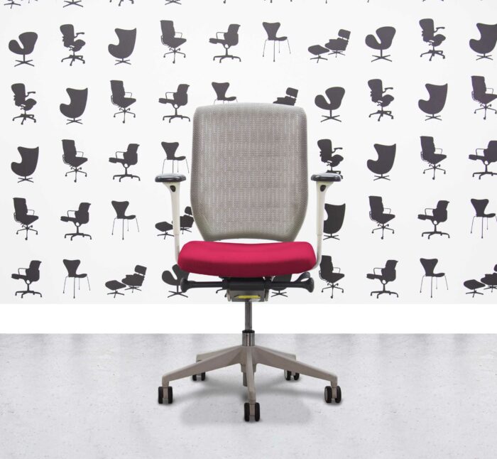 Refurbished Senator Evolve V2 Office Chair - Full Spec - White Frame - Grey Mesh - Belize - Corporate Spec