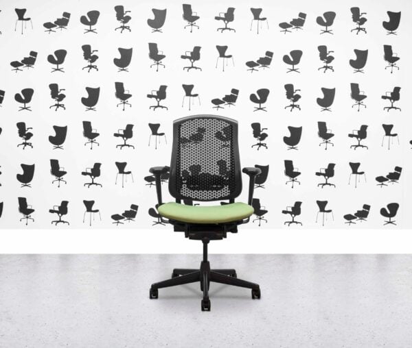 Gerenoveerde Herman Miller Celle-stoel - zwart frame - Apple stoffen zitting - bedrijfsspecificatie
