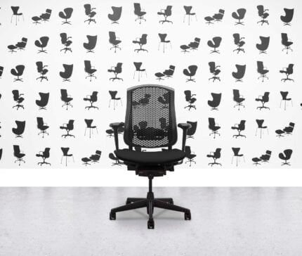 Refurbished Herman Miller Celle Chair - Black Frame - Black Fabric Seat - Corporate SPec