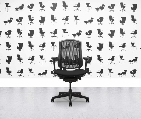 Refurbished Herman Miller Celle Chair - Black Frame - Black Fabric Seat - Corporate SPec