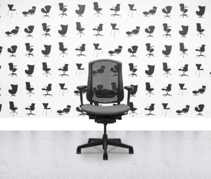 Refurbished Herman Miller Celle Chair - Black Frame - Blizzard Fabric Seat - Corporate Spec