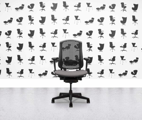 Refurbished Herman Miller Celle Chair - Black Frame - Blizzard Fabric Seat - Corporate Spec
