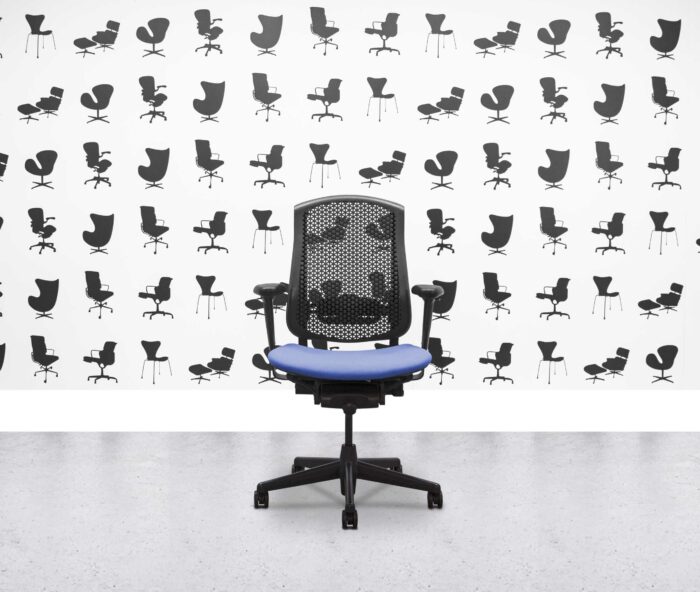 Refurbished Herman Miller Celle Chair - Black Frame - Bluebell Fabric Seat - Corporate Spec