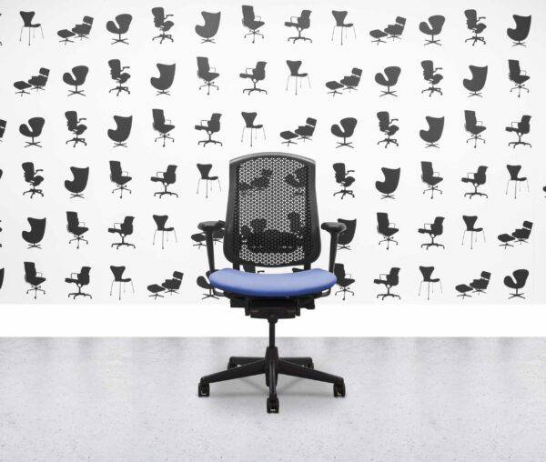 Refurbished Herman Miller Celle Chair - Black Frame - Bluebell Fabric Seat - Corporate Spec