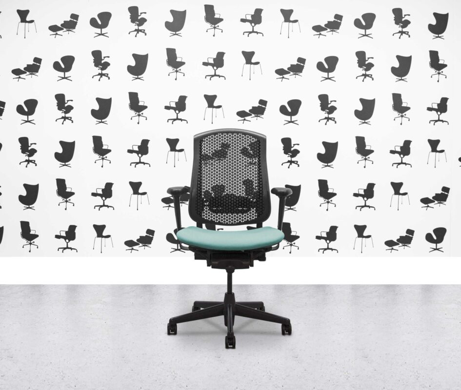 Refurbished Herman Miller Celle Chair - Black Frame - Campeche Fabric Seat - Corporate Spec