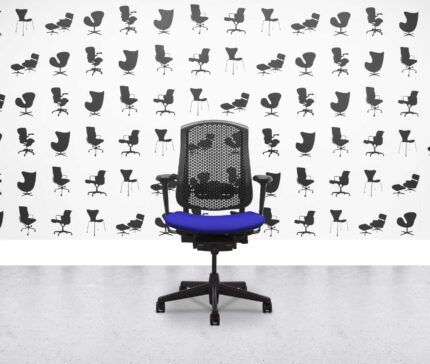 Refurbished Herman Miller Celle Chair - Black Frame - Ocean Fabric Seat - Corporate Spec