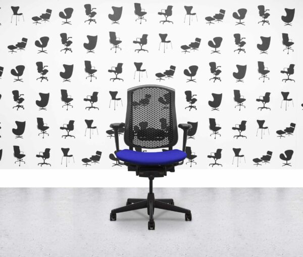 Refurbished Herman Miller Celle Chair - Black Frame - Ocean Fabric Seat - Corporate Spec