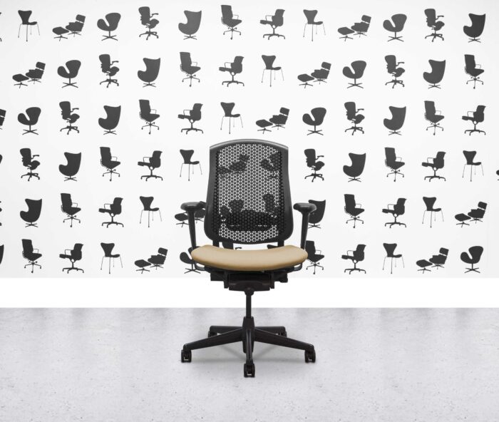 Refurbished Herman Miller Celle Chair - Black Frame - Sandstorm Fabric Seat - Corporate Spec