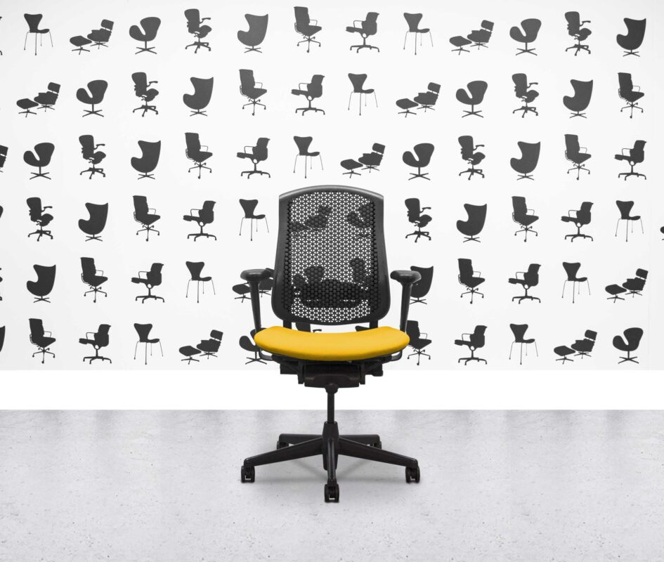 Refurbished Herman Miller Celle Chair - Black Frame - Solano Fabric Seat - Corporate Spec