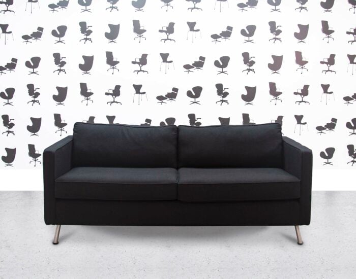 Refurbished Orangebox Ogmore 2-Seater Lounge Sofa - Black Fabric - Corporate Spec