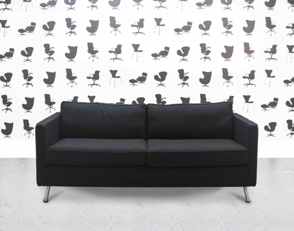 Refurbished Orangebox Ogmore 2-Seater Lounge Sofa - Black Fabric - Corporate Spec
