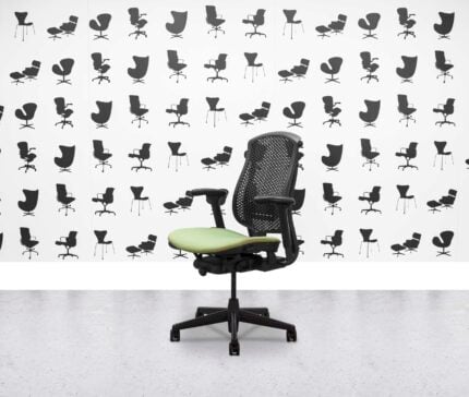 Refurbished Herman Miller Celle Chair - Black Frame - Apple Fabric Seat - Corporate Spec 1