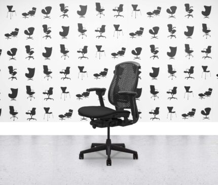 Refurbished Herman Miller Celle Chair - Black Frame - Black Fabric Seat - Corporate SPec 1