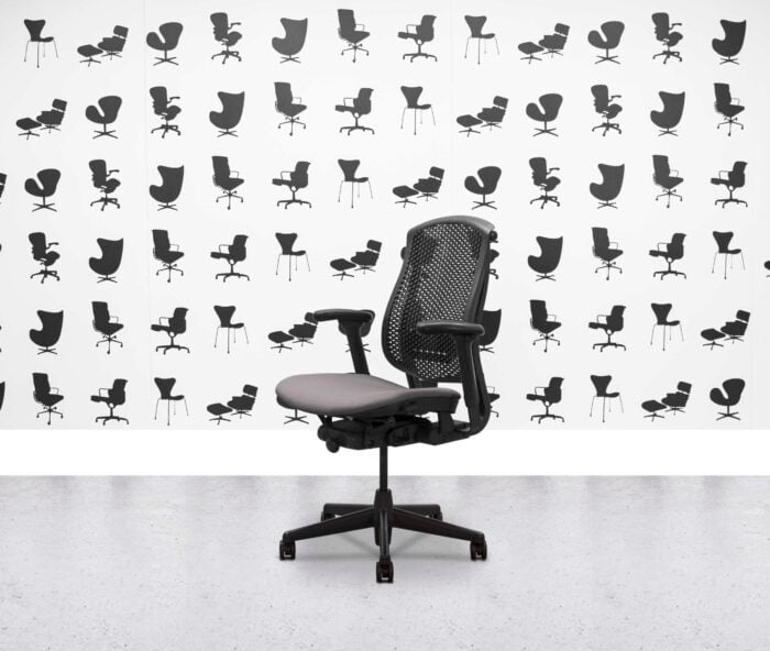Refurbished Herman Miller Celle Chair - Black Frame - Blizzard Fabric Seat - Corporate Spec 1