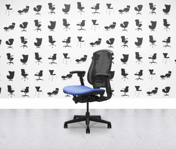 Refurbished Herman Miller Celle Chair - Black Frame - Bluebell Fabric Seat - Corporate Spec 1