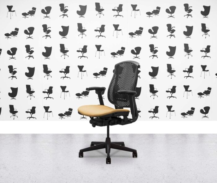 Refurbished Herman Miller Celle Chair - Black Frame - Sandstorm Fabric Seat - Corporate Spec 1