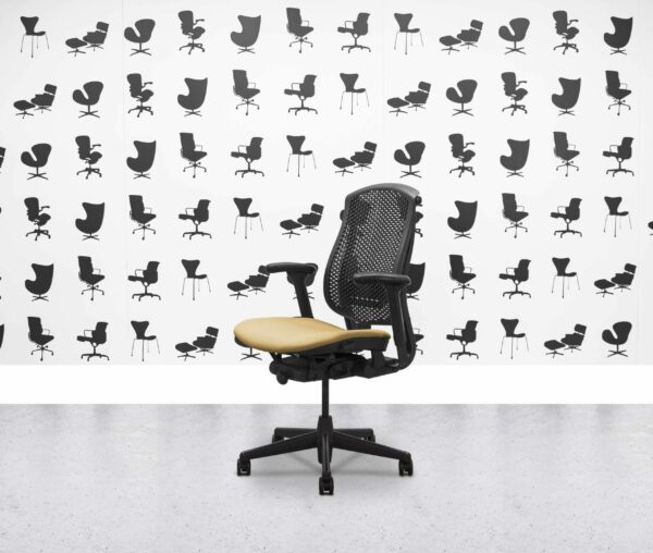 Refurbished Herman Miller Celle Chair - Black Frame - Sandstorm Fabric Seat - Corporate Spec 1