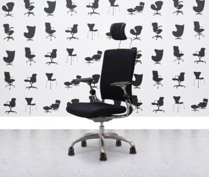 Refurbished Verco EV-Smart Task Chair - Black Fabric - With Headrest - Corporate Spec 1