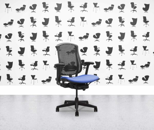 Refurbished Herman Miller Celle Chair - Black Frame - Bluebell Fabric Seat - Corporate Spec 3