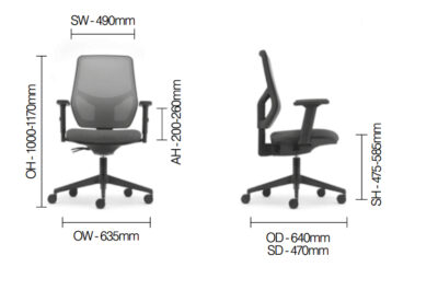 Refurbished Senator Torasen Meteor Task Chair - Mesh Back - Curacao Seat