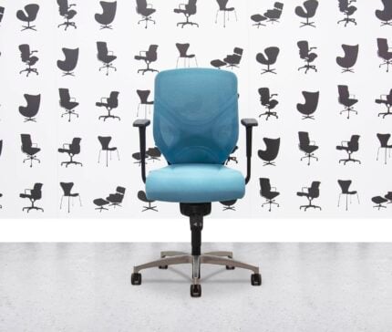 Refurbished Wilkhahn IN Task Chair - Mesh Back - Turquoise Fabric - Corporate Spec