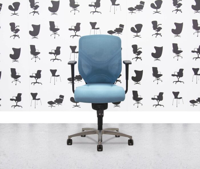 Refurbished Wilkhahn IN Task Chair - Mesh Back - Turquoise Fabric - Corporate Spec