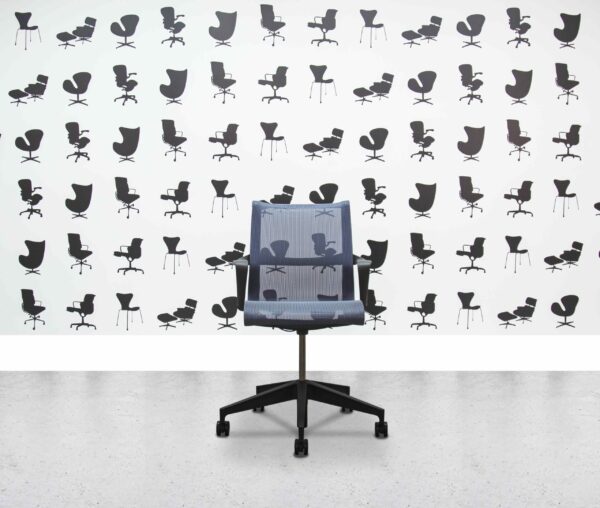 Refurbished Herman Miller Setu Chair - Blue Mesh Back and Seat - Corporate Spec