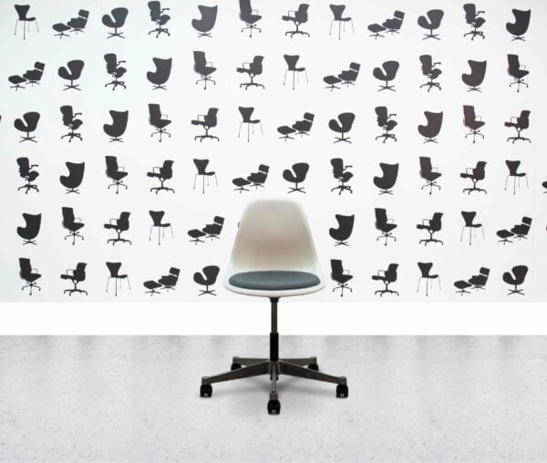 Refurbished Vitra Eames Plastic Side Chair PSCC - White Shell - Paseo Seat
