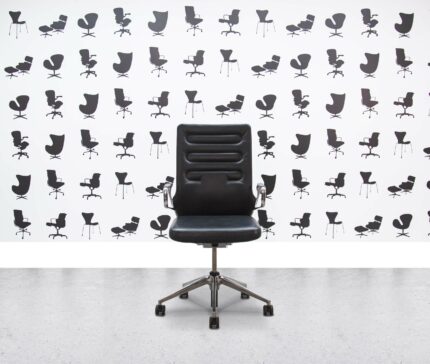 Refurbished Vitra AC4 Task Chair -Chrome Frame - Black Leather - Corporate Spec