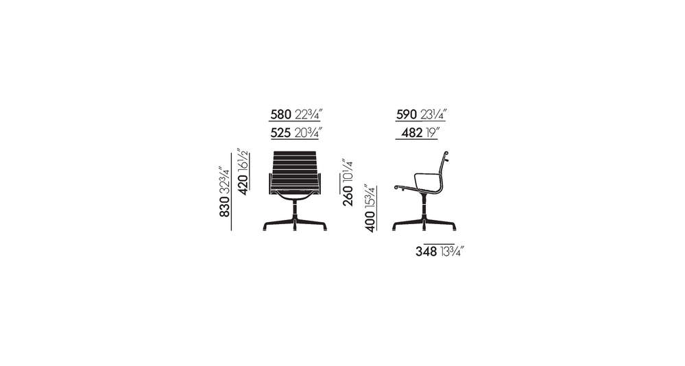 Refurbished Vitra Charles Eames EA108 - Chrome Frame - Black Leather