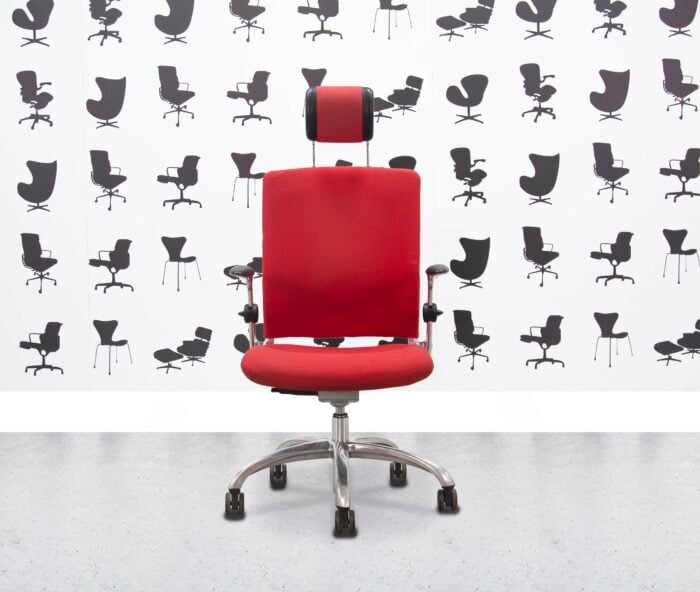Refurbished Verco EV-Smart Task Chair - Red Fabric - With Headrest - Corporate Spec