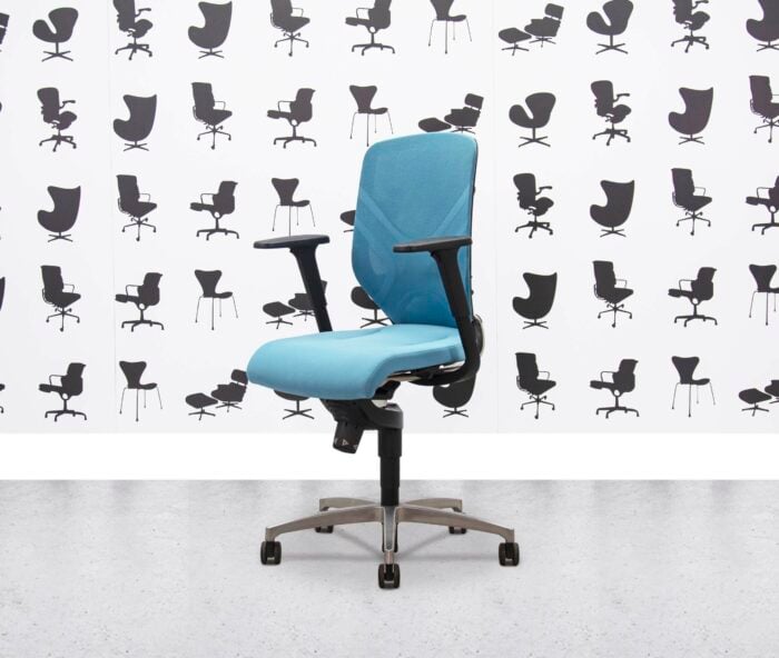 Refurbished Wilkhahn IN Task Chair - Mesh Back - Turquoise Fabric - Corporate Spec 1