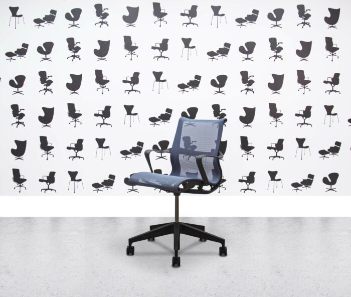 Refurbished Herman Miller Setu Chair - Blue Mesh Back and Seat - Corporate Spec 1