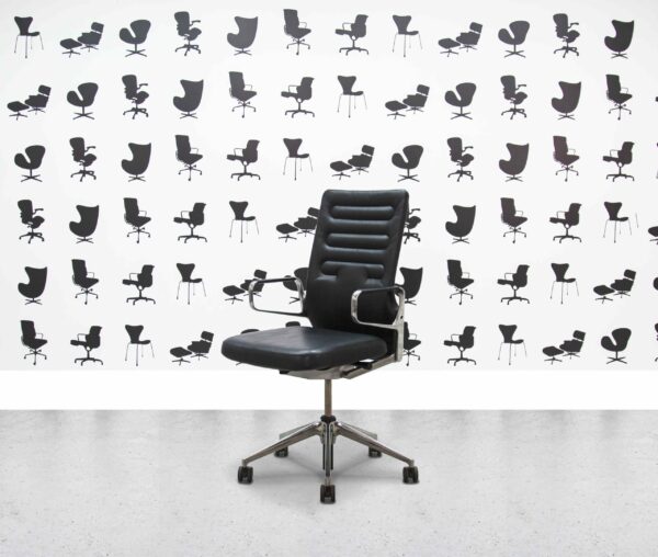 Refurbished Vitra AC4 Task Chair -Chrome Frame - Black Leather - Corporate Spec 1